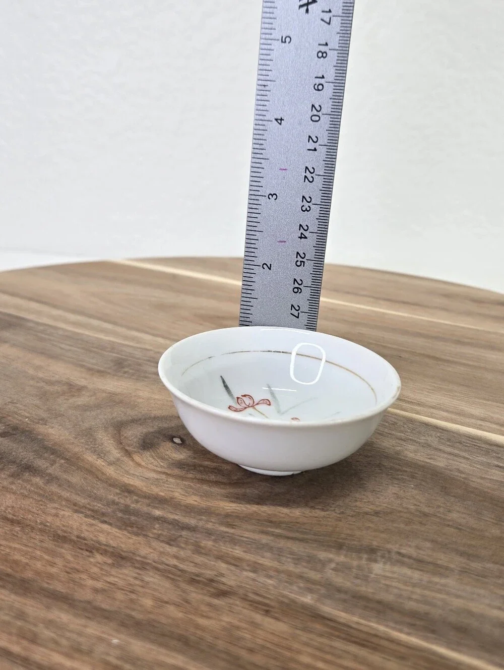 VTG Occupied Japan Porcelain Miniature Bowl Red Floral Gold Trim Sauce Bowl